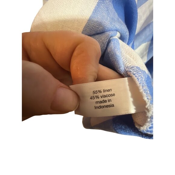 Lane Bryant A-Line Blue & White Checkered Midi Skirt Size 22/24 Linen & Viscose - Picture 6 of 6